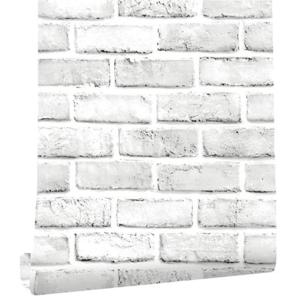 Home White Gray Peel and Stick Wallpaper Brick Contact Paper 120” ×18” Faux 3D B